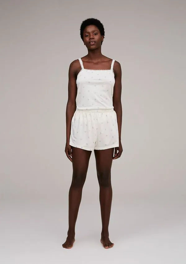 Pijama Curto Feminino Estampado - Off White G
