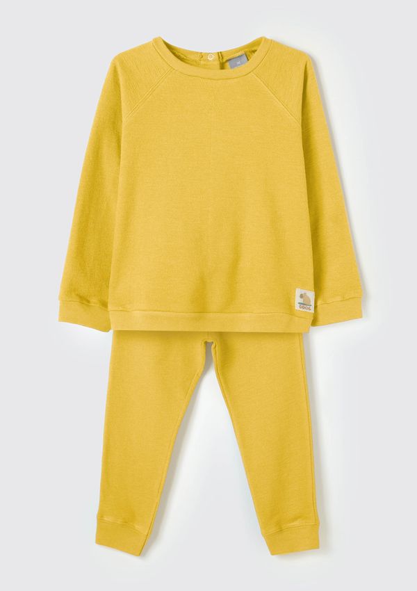 Conjunto Longo Infantil Menino Toddler em Malha Texturizada - Amarelo 002
