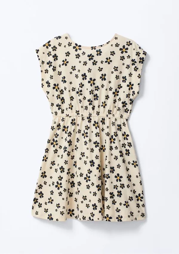 Vestido Curto Infantil Em Algodão Estampado - Creme 010