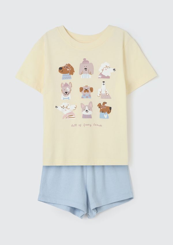 Pijama Infantil Menina Curto Com Estampa - Amarelo 008