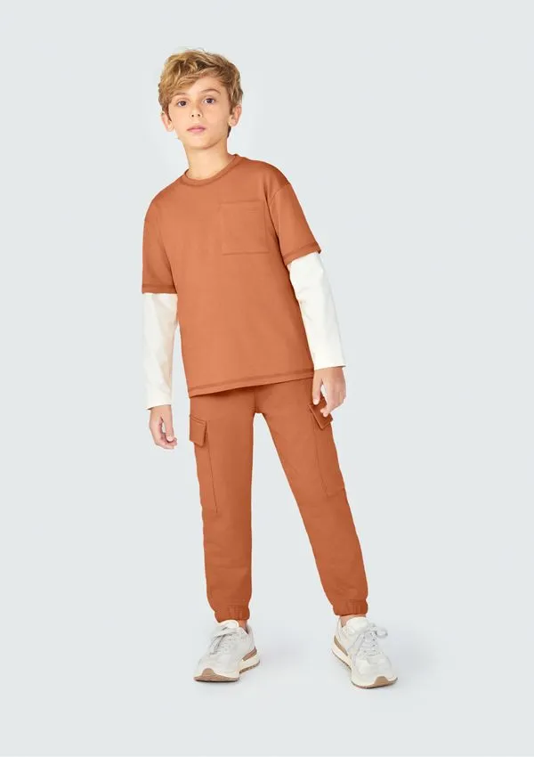 Calça Infantil Menino Jogger - Marrom 014