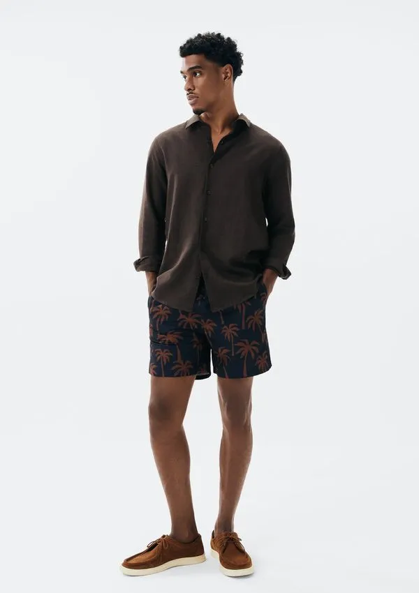 Shorts Praia Masculino Estampado - Azul XXG