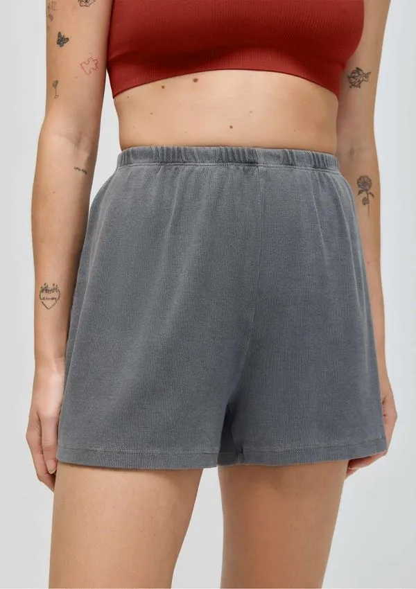 Shorts Feminino Estonado Em Ribana - Preto M