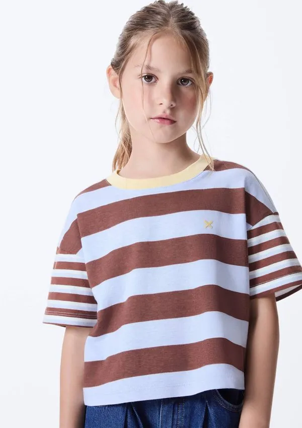 Blusa Infantil Menina Ampla Estampada - Marrom 005