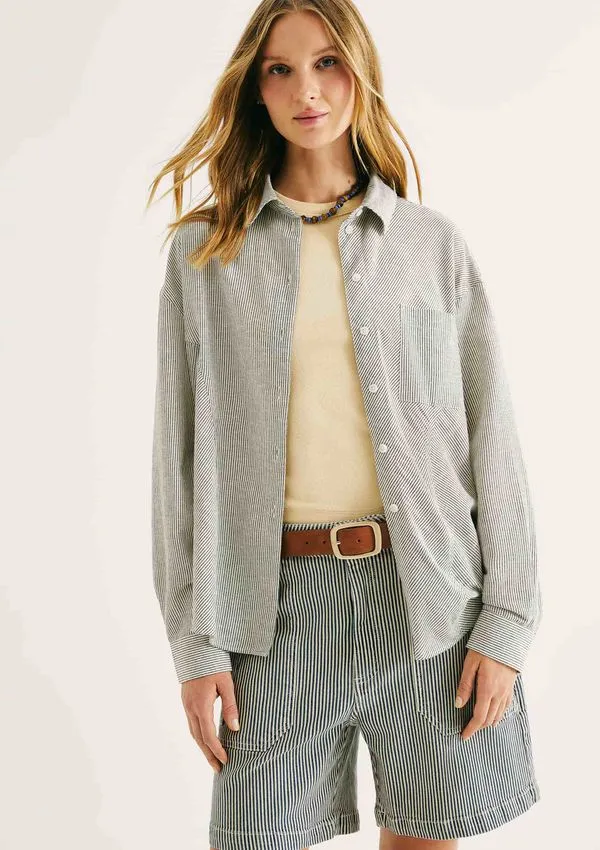 Camisa Feminina Em Viscolinho Fio Tinto - Preto G