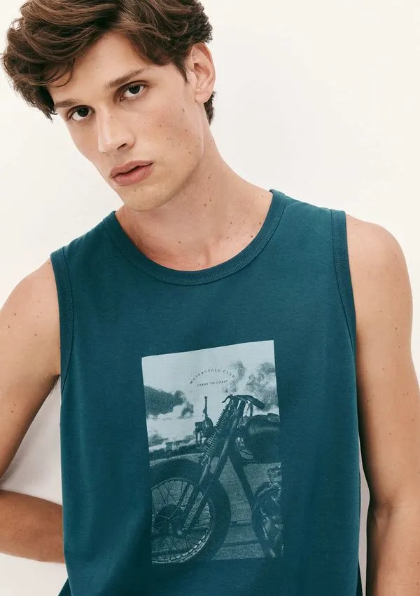 Regata Básica Masculina Regular Com Estampa - Verde G