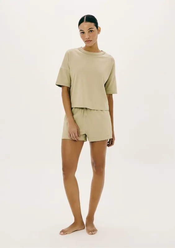 Pijama Feminino Curto Box Em Algodão - Bege P
