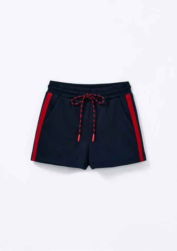 Shorts Infantil Menina Reto Faixas Laterais - Azul 016
