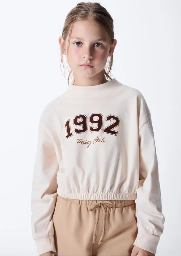 Blusa Infantil Menina Gola Alta Estampada - Nude 012