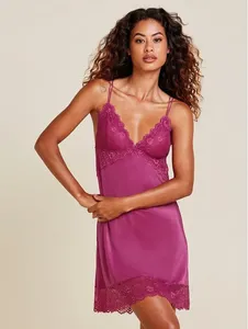 Camisola Alças Finas Em Microfibra E Renda Carmen Rosa Drama M