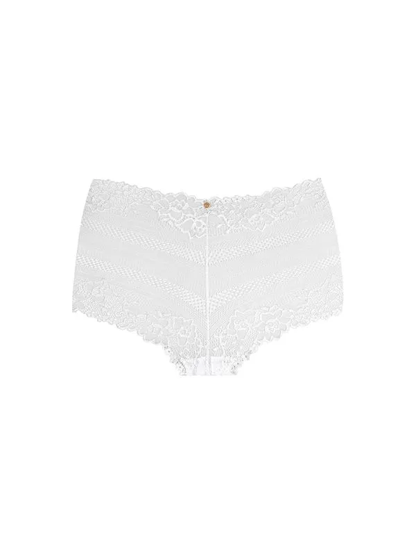 Calcinha Caleçon Em Renda Off White G