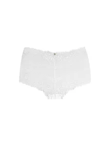 Calcinha Caleçon Em Renda Off White M
