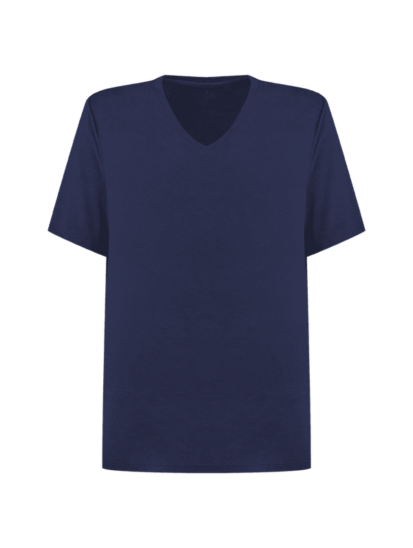 Camiseta Manga Curta Gola V Em Viscose Masculino Azul Marinho Indigo P