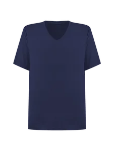 Camiseta Manga Curta Gola V Em Viscose Masculino Azul Marinho Indigo P