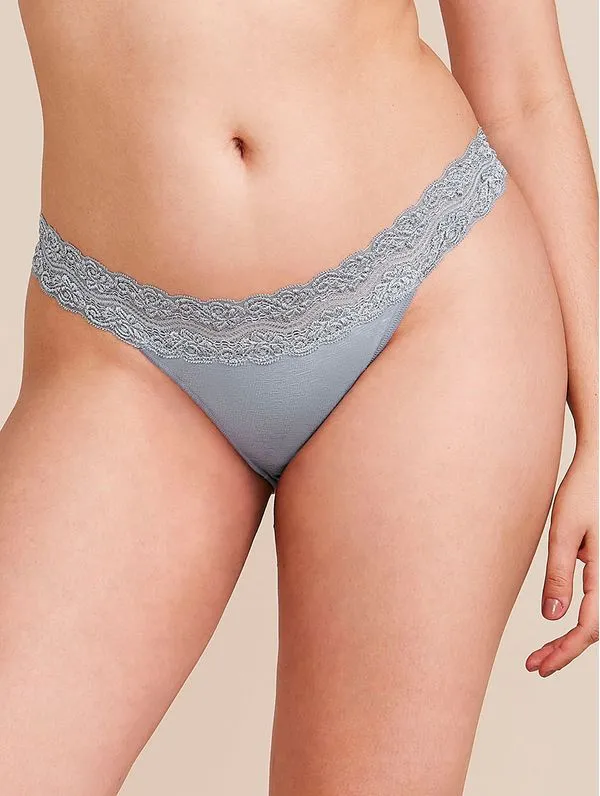 Calcinha Biquíni Em Modal E Detalhe Em Renda Mescla EG