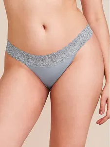 Calcinha Biquíni Em Modal E Detalhe Em Renda Mescla EG
