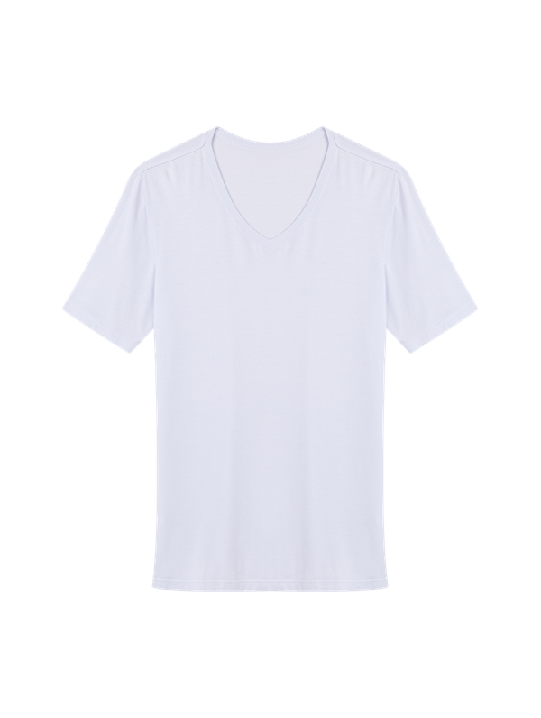 Camiseta Manga Curta Gola V Em Viscose Masculino Branco M