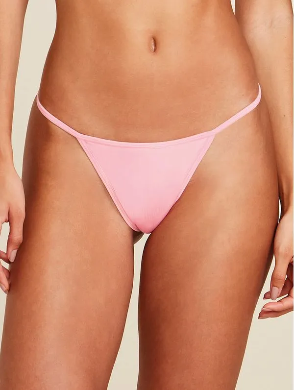 Calcinha String Fio Dental Em Microfibra Light Rosa Algodao EG