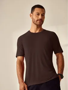 Camiseta Fitness Masculina Raglan Manga Curta Marrom Cassis Mescla P