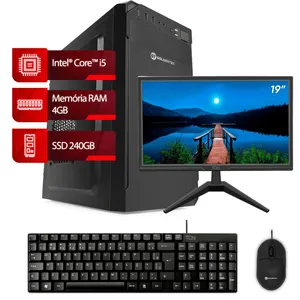 PC Completo I5, 4GB, SSD 240GB + Monitor Office 19" LED HD Flat TCN, 60Hz, 5ms + Teclado Slim com Fio TCN + Mouse Óptico com Fio USB | Goldentec