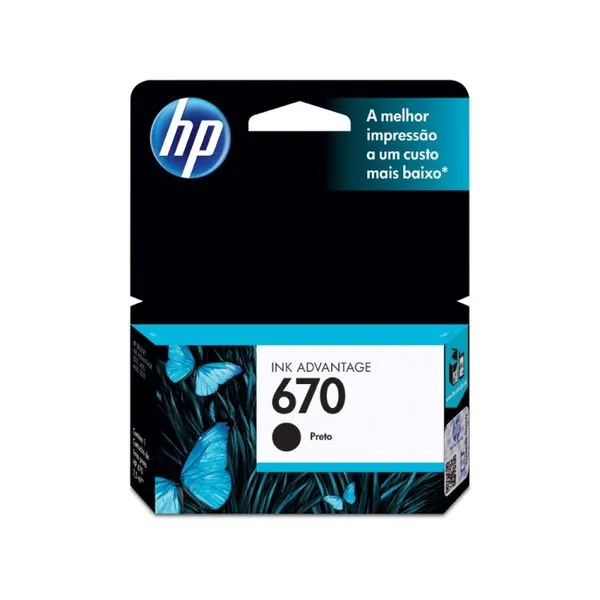 Cartucho HP 670 Preto Original (CZ113AB) Para HP Deskjet 4615, 4625, 5525
