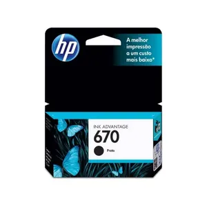 Cartucho HP 670 Preto Original (CZ113AB) Para HP Deskjet 4615, 4625, 5525