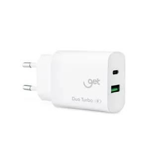 Carregador de Parede Get Fast Charge USB-C 20W + USB 3.0 20W Bivolt Branco