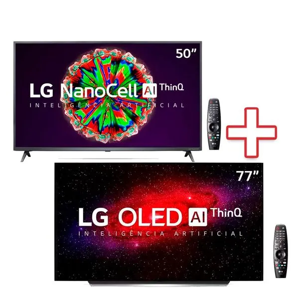 Smart TV 50" UHD 4K LG NanoCell ThinQ AI 50NANO79 + Smart TV LG 77" 4K OLED WiFi Bluetooth HDR Google Assistente Alexa OLED77CXPSA