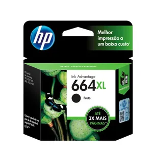 Cartucho HP 664XL Preto (F6V31AB) Para HP Deskjet 2136, 2676, 3776, 5076, 5276
