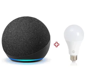 Kit com Amazon Echo Dot 4ª Geração+ Lâmpada LED Inteligente Wi-Fi Goldentec