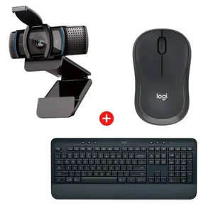 Webcam Logitech C920s Pro Full HD 1080p + Teclado Sem Fio Logitech Signature K650 USB Grafite + Mouse Sem Fio Logitech M240 Bluetooth