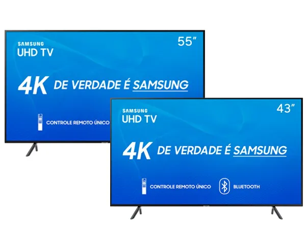 Smart TV LED 55" Samsung 55RU7100 Ultra HD 4K HDMI/USB Wi-Fi e Smart TV LED 43" Samsung 43RU7100 Ultra HD 4K HDMI/USB Wi-Fi-42297