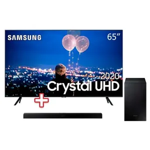 Smart TV 65" Crystal UHD TU8000 4K Samsung + Soundbar Samsung HW-T555, com 2.1 canais, Potência de 320W, Bluetooth, Subwoofer Sem Fio