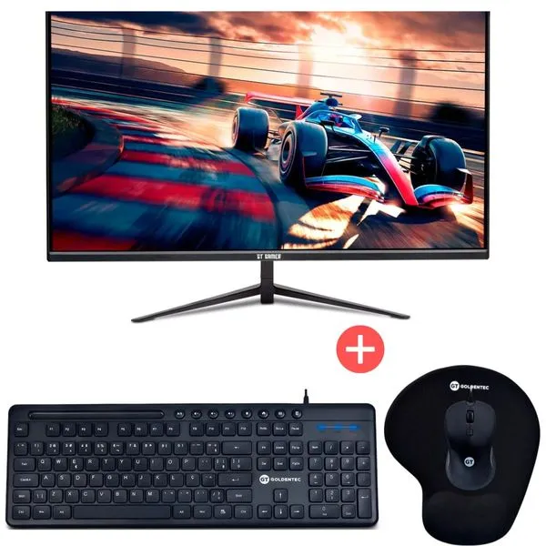 Monitor Gamer 27" LED Full HD 75Hz 1ms + Teclado GT Business, ABNT2, USB + Mouse Óptico GT Business + Mousepad Comfort com Apoio em Gel | Goldentec