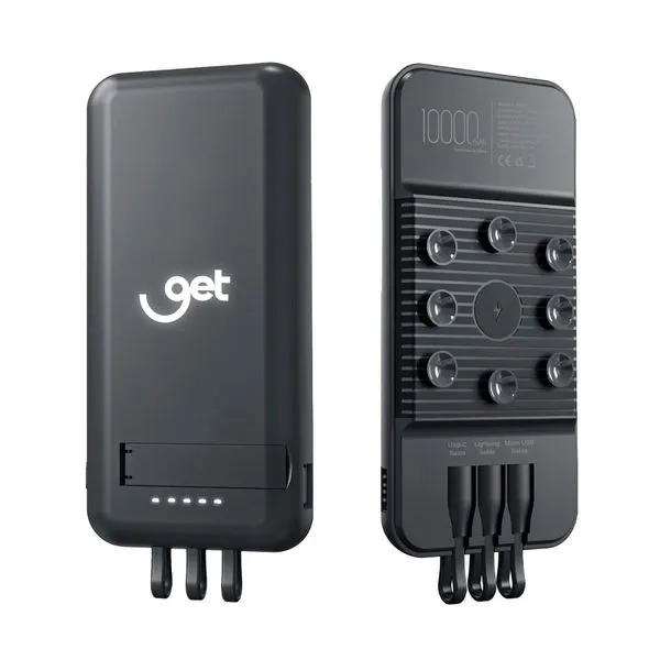 Carregador Portátil Sem Fio com Ventosas Get 10000mAh Preto