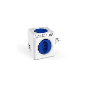 Adaptador múltiplo original 4 tomadas 2USB bivolt azul ELG