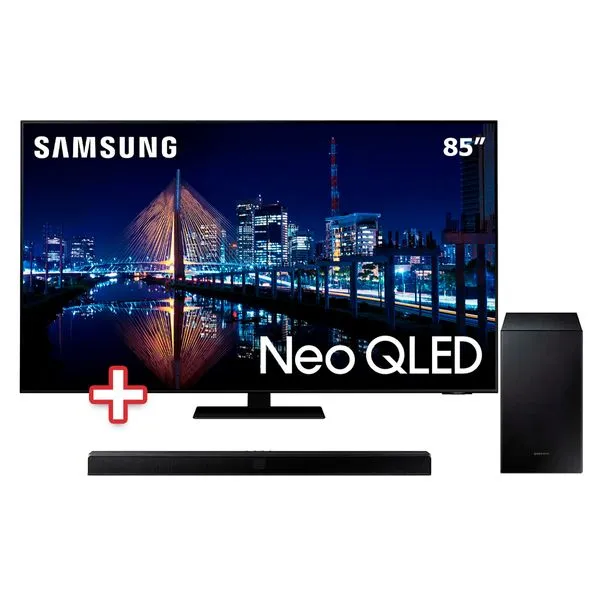 Kit com Smart TV Neo QLED 85" 4K Samsung 85QN85A + Soundbar Samsung HW-T555