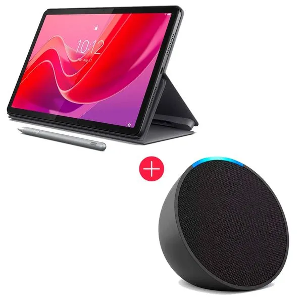Tablet Lenovo Tab M11 128GB 4GB RAM Tela 11" Android 13 Câmera 8MP com Caneta e Case + Amazon Echo Pop Smart Speaker com Alexa Preto