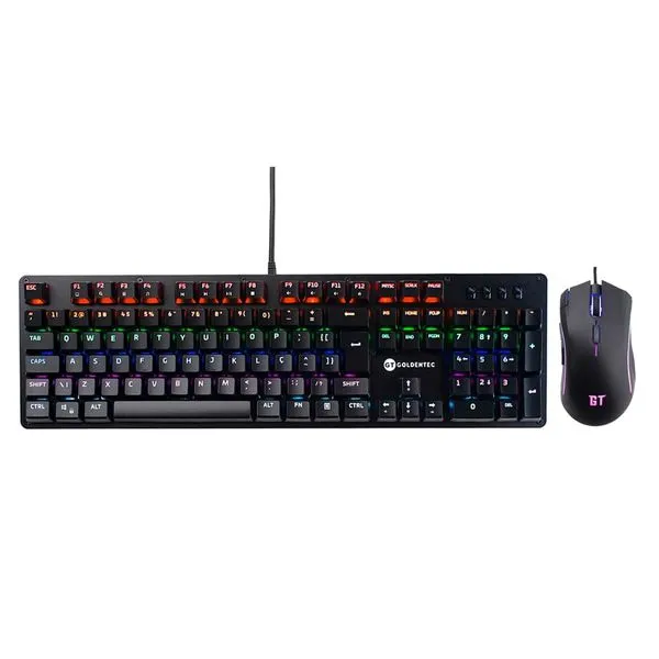Kit Gamer Goldentec Teclado Gamer Mecânico com LED RGB + Mouse Gamer 4000DPI Strike com LED RGB