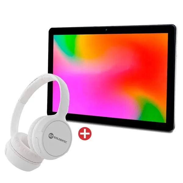 Kit com Tablet Goldentec Tab10 Metal 4G 4GB + 64 GB Octa Core 10" + Headphone Bluetooth Goldentec Branco