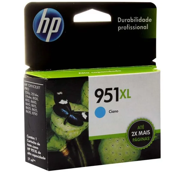 Cartucho de Tinta HP OfficeJet 951XL Ciano - CN046AB