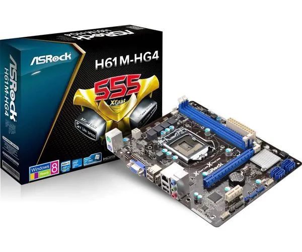 Placa-Mãe ASRock H61M-HG4 BOX LGA1155 Chipset Intel H61 HDMI (S,V,R) DDR3-66M0XH015538