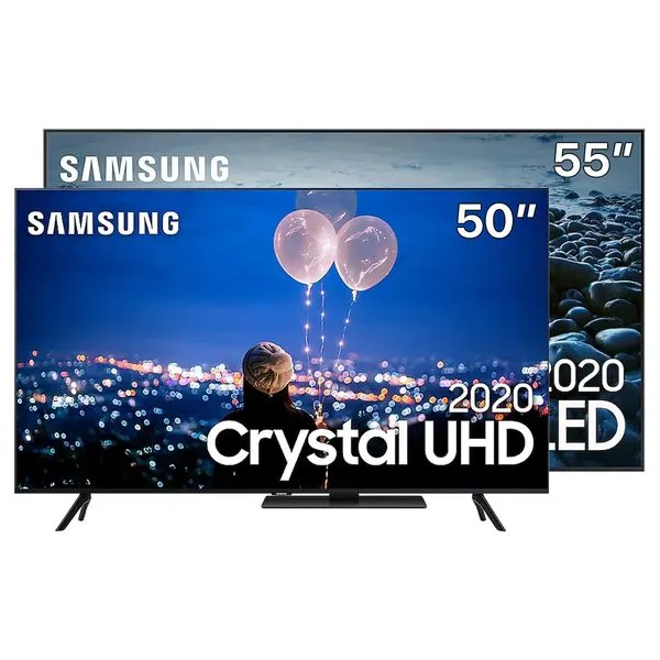 Smart TV 55" QLED 4K Samsung Q80T Alexa + Smart TV 50" Crystal 4K 4K Samsung TU8000