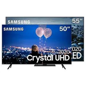 Smart TV 55" QLED 4K Samsung Q80T Alexa + Smart TV 50" Crystal 4K 4K Samsung TU8000