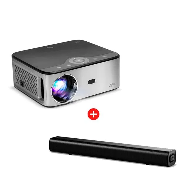 Projetor Smart 7000 Lúmens Get Full HD com Wi-Fi, Android e HDMI + Soundbar Get 2.0 com Bluetooth 120W RMS com Controle Remoto