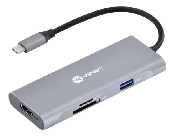 HUB USB Tipo C 7 em 1, USB 3.0, Leitor SD E TF, HDMI - Vinik