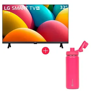 Smart TV 32" LG HD 32LR600BPSA 2024, HDMI, USB, ThinQ AI, Alexa + Garrafa Térmica Goldentec GT Colors Inox 500ml Rosa Pink