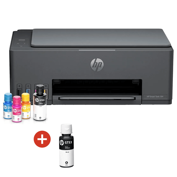 Impressora Multifuncional Smart Tank 584, Wi-Fi, USB (REF 53) + Garrafa Refil de Tinta GT53 90ml Preta para impressora Multifuncional GT 5822 | HP