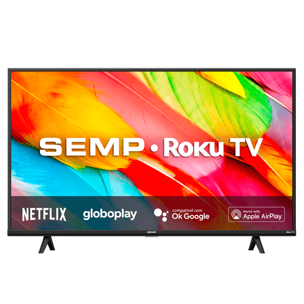 Smart TV SEMP 43'' Full HD Roku TV com Wi-fi 3 HDMI Controle por Aplicativo cor Preta 43R6500 Bivolt