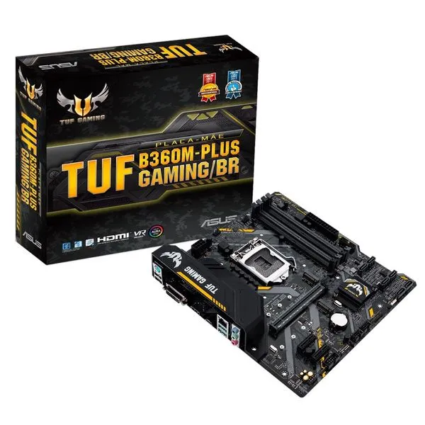 Placa-Mãe ASUS TUF B360M-PLUS GAMING/BR LGA 1151, M.2 32Gbps, Aura RGB LED, Optane Ready